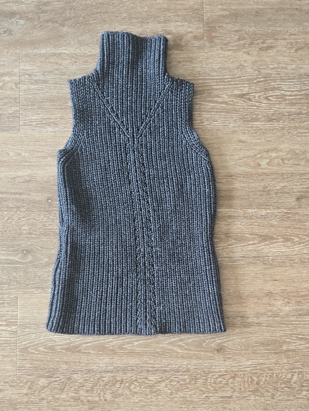 Sleeveless Turtleneck Knit Sweater Vest in Charcoal Gray